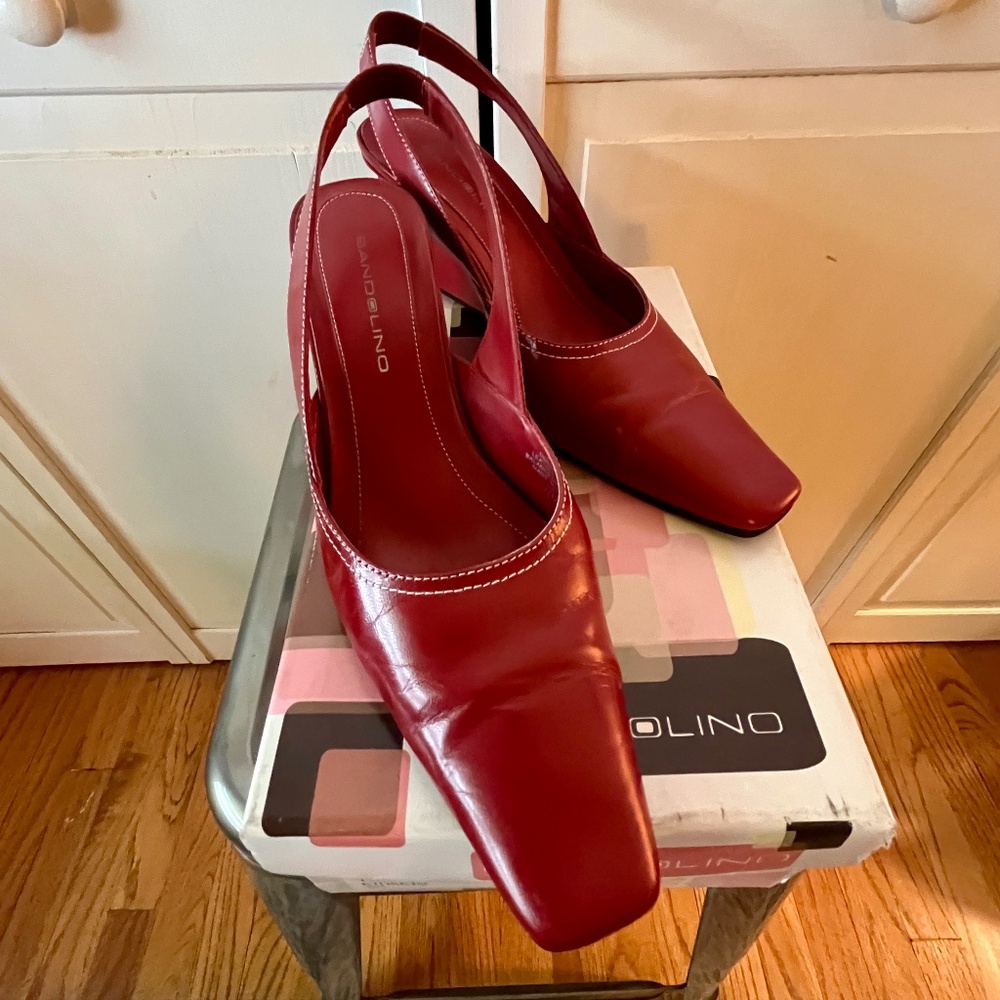 Bandolino Red Wedge Slingback Heels